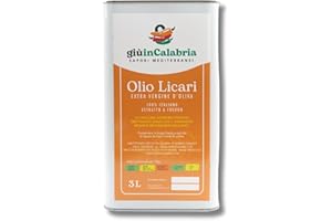 Olio Extra Vergine di Oliva Italiano Licari - 100% Naturale Estratto a Freddo - Prodotto in Calabria - Puro e Fruttato - Perfetto per Cucina Gourmet e Uso Quotidiano (3 LT) - Sapori Mediterranei