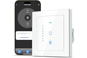CURRYSMARTER Interruptor de persiana de wifi, Interruptor de persiana con LED controlable, temporizador inteligente para persianas, control de persiana compatible con Echo Alexa/Google, 80x80 mm