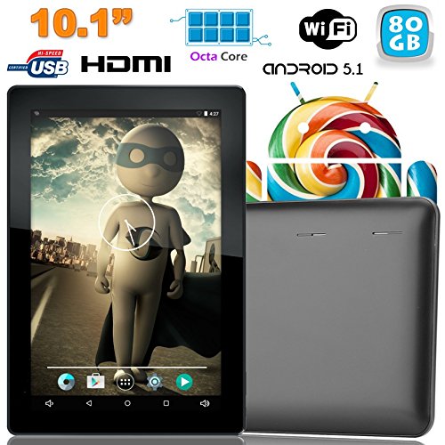 examen Tablette tactile 10 pouces Android Lollipop 5.1 Octa Core 80Go Noir