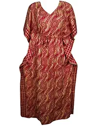 Indiatrendzs Womens Kaftan Nighty Cotton Printed Long Sleepwear With Draw String In Waist Plus Size