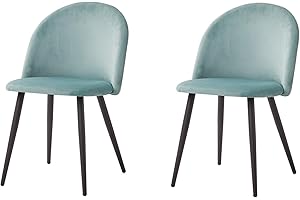 BenyLed Set di 2 Sedie da Pranzo Scandinave, Sedie da Cucina in Velluto, Sedie Imbottite Cucina con Gambe in Metallo (Verde/Nero Piedi)
