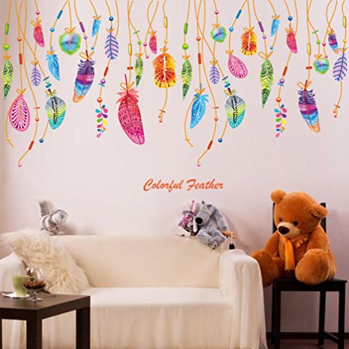 Saingace Feder-Wand-Aufkleber Klassischer Traumfänger-Sofa-Kunst-Abziehbild-Wandmalerei-glücklicher Raum-Dekor Wandaufkleber Wandtattoo Wandsticker - 3