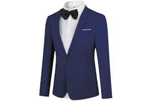 YOUTHUP Blazer Hombre con pajarita chaqueta de traje formal con un botón elegante clásico blazer para boda de negocios fiesta de humo
