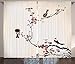 Produktbild Ambesonne Japanese Curtain House Decor, Stylized Blooming Japanese Cherry Tree Watercolor Theme Painting Effect Design, Living Room Bedroom 2 Panels Set, 108 X 108 inches, Ruby Light Caramel