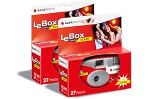 AGFAPHOTO AGFA PHOTO PACK 2 x 601020 - Appareil Photo Jetable LeBox Flash, 27 photos, Objectif Optique 31 mm - Gris et Rouge