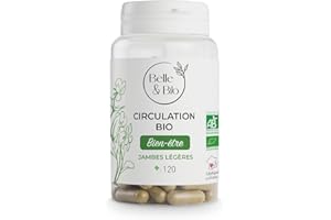 BELLE & BIO COMPLEXE CIRCULATION & JAMBES LOURDES - CIRCULATION BIO - 4 actifs végétaux certifiés Bio - 120 comprimés - Cure 1 mois - Complément Alimentaire BELLE&BIO - Fabriqué en France