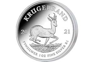 EASHION Silbermünze Südafrika Krügerrand 2021 incl. Münzkapsel, 1 Unze, Differenzbesteuert nach § 25a UstG