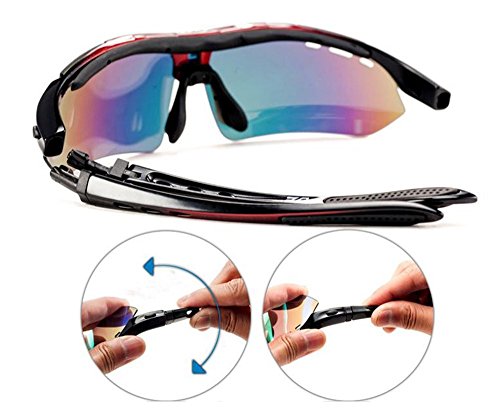 Dayiss Radbrille 6 Wechselgläser Fahrradbrille Sonnenbrille Schutzbrille Fluoreszenz Brille verspiegelt Sportbrille UV400 BIKE Glasses + Gürteltasche - 2