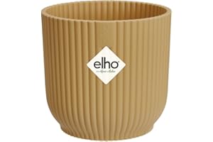 Elho Vibes Fold Round Mini 9 - Macetero por Interior - 100% Plástico Reciclado - Ø 9.3 x H 8.8 cm - Amarillo/Butter Yellow