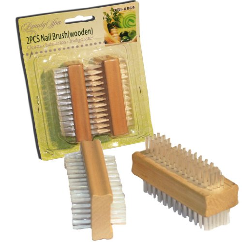2 FINGER NAIL MANICURE WOODEN SCRUBBING EXFOLIATING BRUSH BRUSHES PEDICURE FEET