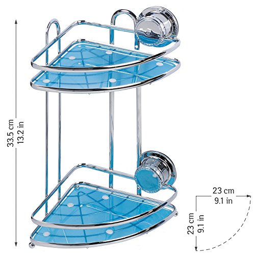 Tatkraft Vacuum Screw HARD Conrad Eckregal 2 Etagen Dusche Badewanne Rostfrei Stahl Verchromt 23X17.5X33.5 cm 2 Saugschrauben
