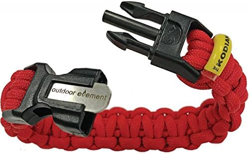 Outdoor Element Kodiak Survival Bracelet - Fire-Starter, Survival Paracord, Tinder, Fishing Line and Hook
