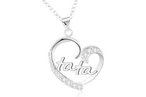 GUOYU Cadeaux Tata Femmes Colliers Tata Tante Cadeaux de Noël Cadeau d'anniversaire pour Tata Collier en forme de coeur Argenté