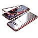 Produktbild CHENYING Magnetische Hülle für Samsung Galaxy S7,Magnetic Adsorption Handyhülle mit Eingebauter-Magnet Funktion[Mit Metall Bumper] Transparent Gehärtetes Glas Back Case für Samsung Galaxy S7,Rot