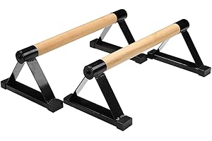 SILVERTREE Gelory Parallettes Push Up Bar Stands, Press Up Bar Wood Non-slip Gymnastics Bar Quick Workout Upper Body Strength Fitness Push ups Bar, for, Home, Aerobics, Yoga (Black)