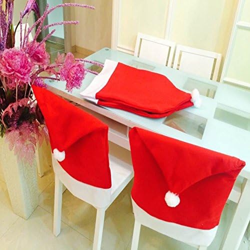 Wasper(TM) 2/4/5/6Pcs Christmas Santa Clause Hats Caps Chair Back Cover Navidad Christmas Table Decoration for Home New Year Products [6Pcs]