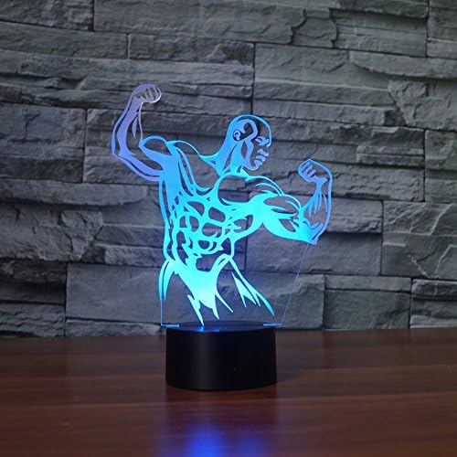 3D Led Illusion Table Lamp 7 Colors Change Night Light for Bedroom Home Decoration Wedding Birthday Christmas and Valentine Gift Artistic and Romantic Atmosphere(Bodybuilder)