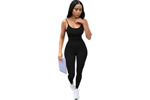 RPAEOY Mujer Deportivo Mono Largo Ajustado Jumpsuit Elástico De Espaquetis Sexy Bodysuit Da Una Pieza Sin Mangas Mono Acanalados Romper Para Yoga Gym Jogging Fitness