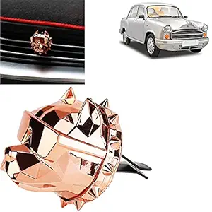 Car Aromatherapy Essential Oil Diffuser Bulldog Shape Car Air Freshener Perfume Clip Stainless Steel Locket with Vent Clip( Rose Gold) For Ambassador MPFi