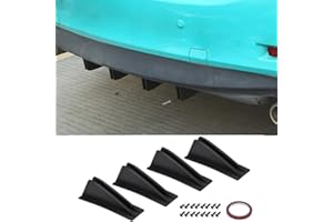 GEARCELL Car Rear Bumper Spoiler Curved Shape Rear bumper Diffuser Lip Spoiler Shark Fin Double Wings Trim Covers Decoration Set Lip Splitter, 4-Pack