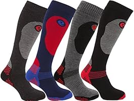 4 Pairs of Mens High Performance Thermal Ski Socks / UK 6-11 Eur 39-45