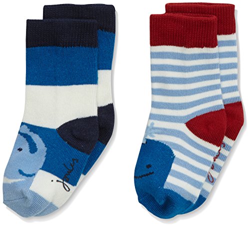 Joules Baby-Boys U_BABYNEATFTB 2 pack socks, Multicoloured (Elephant), Small (Manufacturer Size:0-6)