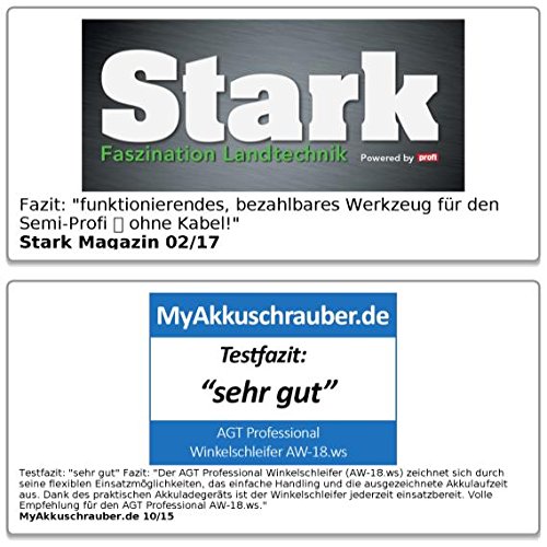 AGT Professional Winkelschleifer AW-18.ws mit Akku und Ladegerät - 7