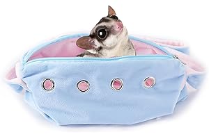 MEOW&WOOF Sugar Glider Bonding Pouch Carrier Bag Sling with Adjustable Strap for Gliders Ferret Rat Hedgehog Hamster Small Pets-Blue