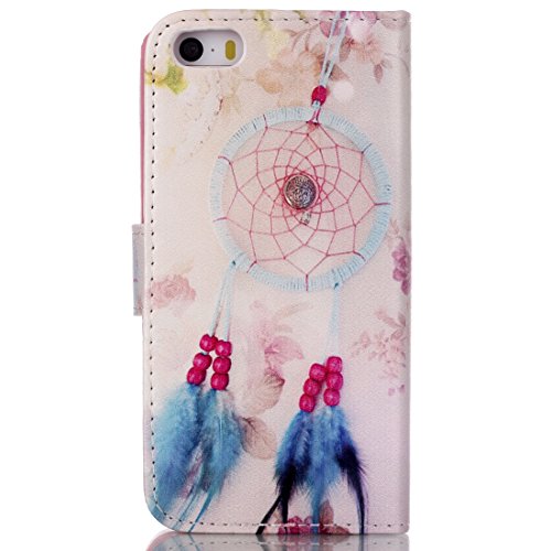 CaseHome iPhone 6/6S 4.7 Inch Hülle,Schutzhülle Tasche Leder Mit Kartenfach Magnetverschluss Standfunktion Slim-Schutzhülle Folio Schalen Fall Mit Karten-/Geldscheinfach Für Apple iPhone 6/6S-Rosa Traumfänger - 3