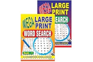 Sixstore Mega Large Print Set of 2, A4 Word Search Puzzle Book, Wordsearch Yellow and Purple Books