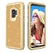 Produktbild Aearl Hybrid Stoßfest Schutzhülle für Samsung Galaxy S9 Plus, 3 in 1 Trefferfarbe Bling Glänzend Glitzer PC Schwer 360 Grad Voll Schutz Full Body Case mit Displayschutzfolie- Gold & Goldgelb