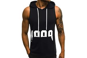 Dasongff Débardeur d'été pour homme - Avec capuche - Imprimé - Sport - Sans manches - Avec poche et cordon - Pour le fitness et le sport