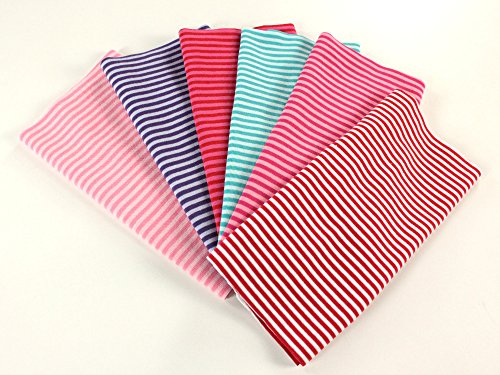 Stoffpaket Bündchenstoff Sparset 4 Mädchen Streifen 6 Stück 36x25 cm