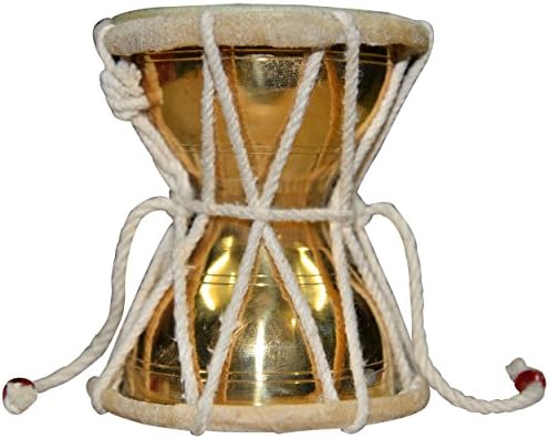 DronaIndia Damru Hand Percussion Indian Musical Instrument in Brass for Kids