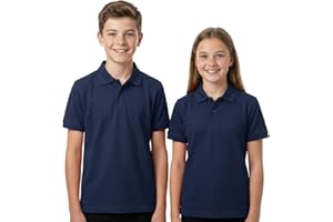 IMFAA Pack of 2 Kids Boys and Girls School Uniform Polo White Grey Sky Blue Black Plain Short Sleeve Tops Shirts Outdoor Gym Sports Wear