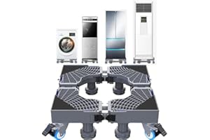 Podeste für Waschmaschinen Kamanan Waschmaschinen Untergestell Sockel Multifunktionaler Verstellbarer Stoßfester mit 8 Stützfüßen 4 Doppelradbremsen für Kühlschrank Waschmaschine Trockner