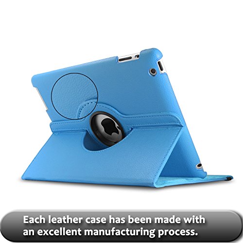 iPad 2 3 4 Hülle,Infiland PU Ledertasche lederhülle 360°Drehbarer Stand Smart Cover Case Schutzhülle Tasche Etui für Apple iPad 2,iPad 3, iPad 4(mit Auto Schlaf / Wach Funktion)(Hellblau) - 7