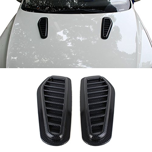 2pcs Car Auto Decorative Air Flow Intake Scoop Turbo Bonnet Vent Cover Hood For Fender Black Imitation