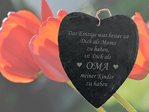 geschenke-fabrik Schiefer Herz mit Spruch/Gravur für Oma – Geschenk/Schieferherz für Oma - 2