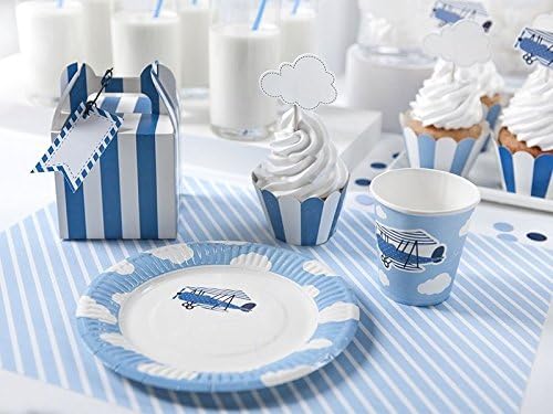 Aircraft Blue Set 72 Pieces for 12 People's First Birthday Boy Birthday Party Pack