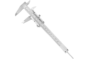 QWORK® Calibre Vernier, Calibre Vernier de Alta Precisión de 6"/150 mm, Calibre Vernier de Tolerancia de 0.05 mm/1/128" con Tornillo de Bloqueo
