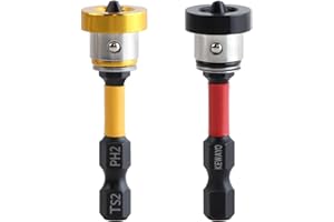 KEWAYO 2 Punte Magnetiche PH2 per Cartongesso, 1/4" (6.35mm), con Ritenzione per Viti per Intonaco e Pareti, Lunghezza 50mm per Avvitatore a Percussione/Drill