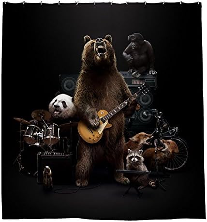 Bhdangfds Bear Play the Guitar Shower Curtain Polyester Fabric Bathroom Shower Curtain Set with Hooks 72 By 72-inch,180cmx180cm