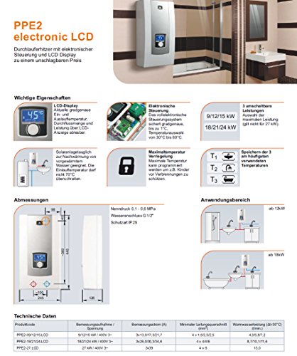 elektronisch gesteuerter Durchlauferhitzer Kospel PPE 2 – 9/12/15 kW - 4