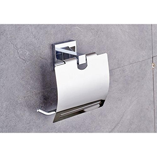 Auralum® Elegant Chrom Toilettenpapierhalt Wandhalter Papierhalter Küchenrollenhalter Toilettenpapierhalter mit Deckel 135*142*55mm - 4
