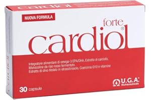 OMEGOR Cardiol Forte – Supplément avec oméga-3 EPA/DHA - acide folique, coenzyme Q10 et vitamine E - pour le puits du cœur - monacoline avec du riz rouge fermenté - pour les adultes - 30 gélules