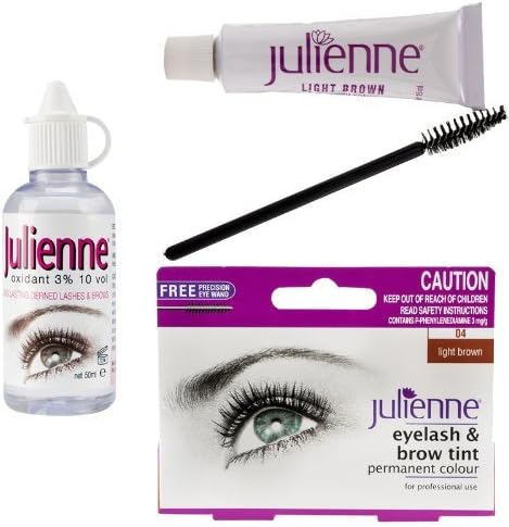 Julienne Eyelash Eyebrow Tint Dye Light Brown + Oxidant Developer 50ml