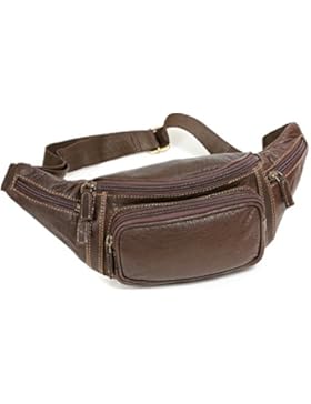 Bauchtasche, Gürteltasche sehr hochwertig LEAS in Echt-Büffelleder, dunkelbraun - LEAS Travel-Line