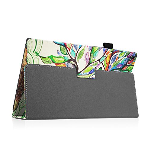 Fintie Medion Lifetab S10351 S10352 X10301 X10302 MD 99666 Hülle Case – Folio Kunstleder Schutzhülle Tasche Cover Etui mit Ständerfunktion und Stylus-Halterung für Medion Lifetab S10351 S10352 X10301 X10302 Tablet-PC (10.1 Zoll), Liebesbaum - 6