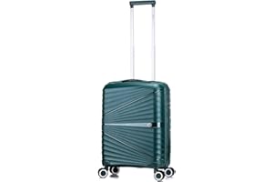 ATX LUGGAGE EST. 1991 ATX Luggage Ryanair Overhead 55x40x20cm Cabin Suitcase Lightweight Durable Polypropylene Small Suitcase with 4 Dual Spinner Wheels and Built-in TSA Lock (Forest Green, 21 Inches, 44 Liter)